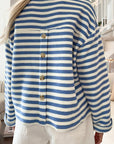 Stripe Chest Pocket Notched Top