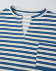 Stripe Chest Pocket Notched Top