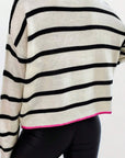 Striped Round Neck Drop Shoulder Sweater