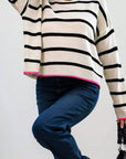 Striped Round Neck Drop Shoulder Sweater