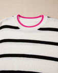 Striped Round Neck Drop Shoulder Sweater