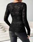 V-Neck Long Sleeve Lace Top