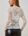 V-Neck Long Sleeve Lace Top