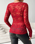 V-Neck Long Sleeve Lace Top