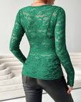 V-Neck Long Sleeve Lace Top