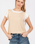 Ces Femme Contrast Ruffled Sleeve Blouse