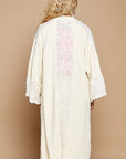 POL Flower Lace Trim Open Front Longline Cardigan