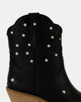 Beast Fashion Faux Leather Star-Shaped Cutouts Point Toe Boots