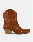 Beast Fashion Faux Leather Star-Shaped Cutouts Point Toe Boots