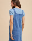 Annie Wear Wide Strap Denim Overall Dress with Pockets