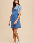 Annie Wear Wide Strap Denim Overall Dress with Pockets