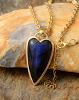 Copper Labradorite Heart Shape Necklace