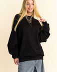 Davi & Dani Round Neck Raglan Sleeve Sweatshirt