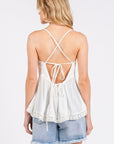 Mittoshop Crisscross Back Lace Detail V-Neck Cami