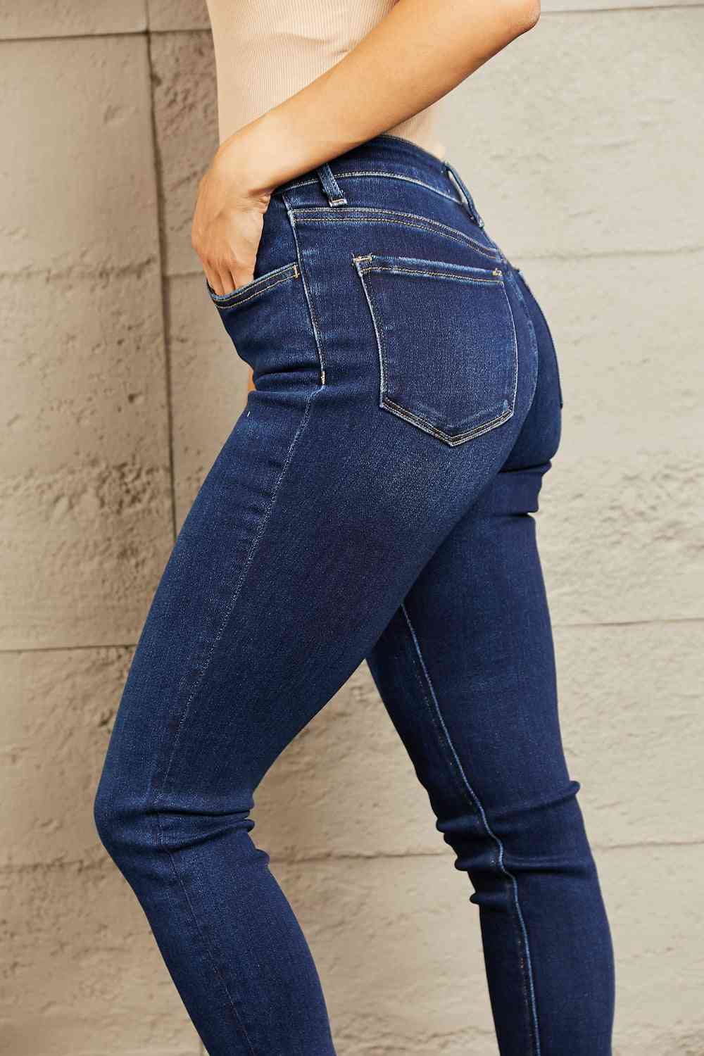 Tan BAYEAS Mid Rise Slim Jeans Sentient Beauty Fashions Apparel & Accessories