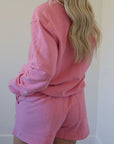 Rosy Brown Half Zip Long Sleeve Sweatshirt and Shorts Set Sentient Beauty Fashions Apparel & Accessories