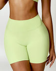 Pale Goldenrod High Waist Active Shorts Sentient Beauty Fashions Apparel & Accessories