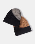 Black Contrast Tie-Dye Cable-Knit Cuffed Beanie