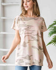Light Gray Heimish Full Size Camouflage Tunic T-Shirt Sentient Beauty Fashions