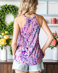 Light Gray Printed Round Neck Tank Top Sentient Beauty Fashions Tops