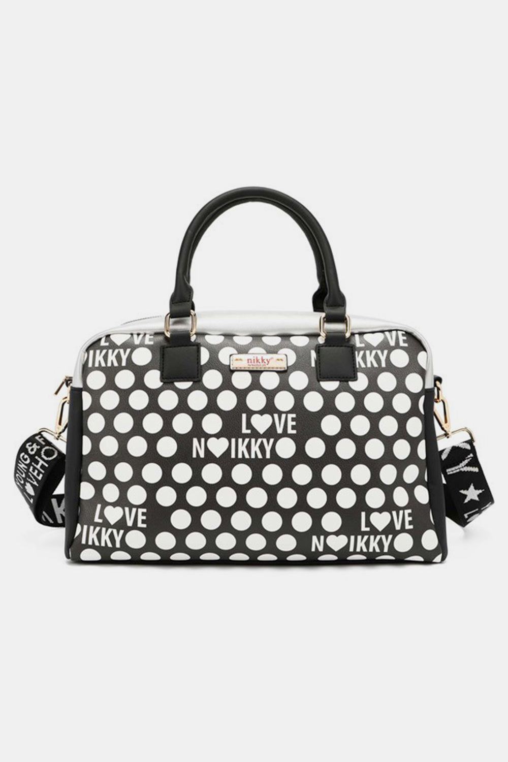 Dark Slate Gray Nicole Lee USA Contrast Polka Dot Handbag Sentient Beauty Fashions *Accessories