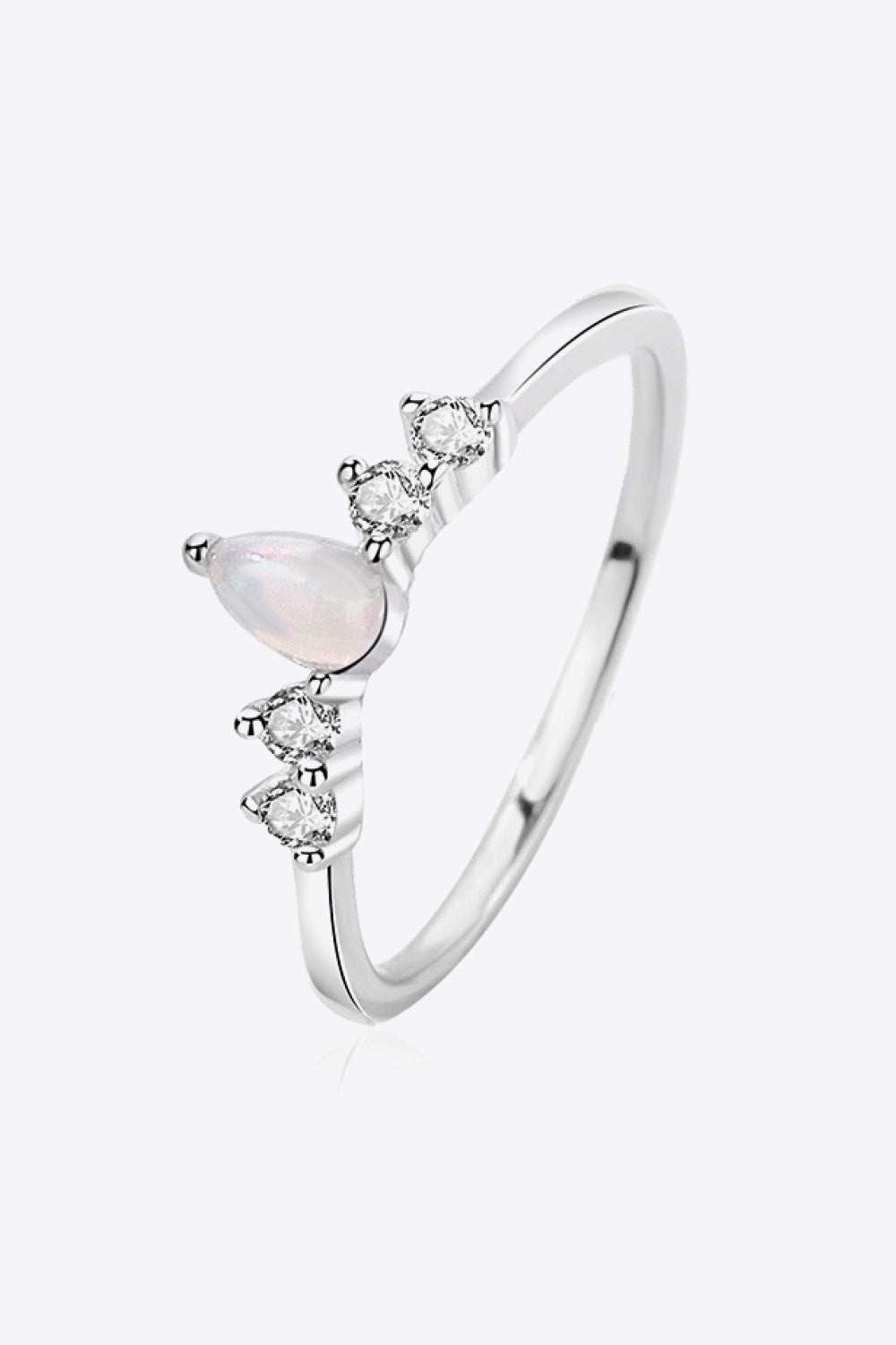 White Smoke Pear Shape Opal Inlaid Zircon Ring Sentient Beauty Fashions Rings