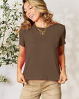 Light Gray Basic Bae Full Size Round Neck Short Sleeve T-Shirt