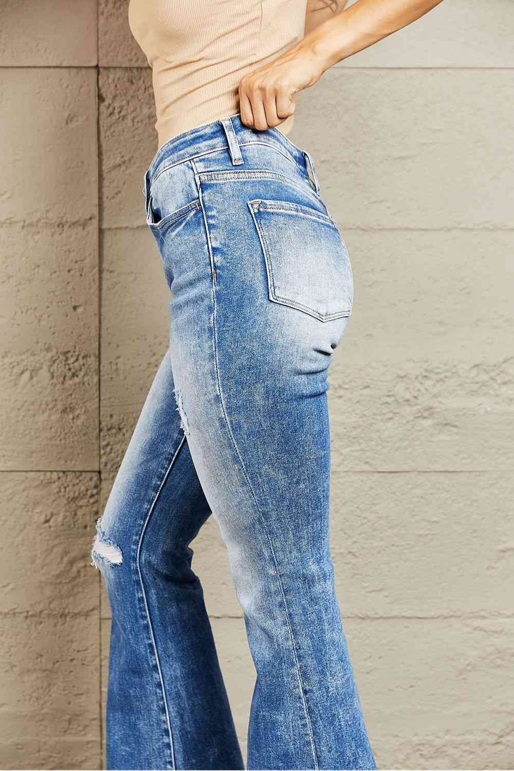 Gray BAYEAS Izzie Mid Rise Bootcut Jeans Sentient Beauty Fashions Apparel & Accessories