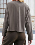 Dark Slate Gray Open Front Dropped Shoulder Jacket Sentient Beauty Fashions Apparel & Accessories