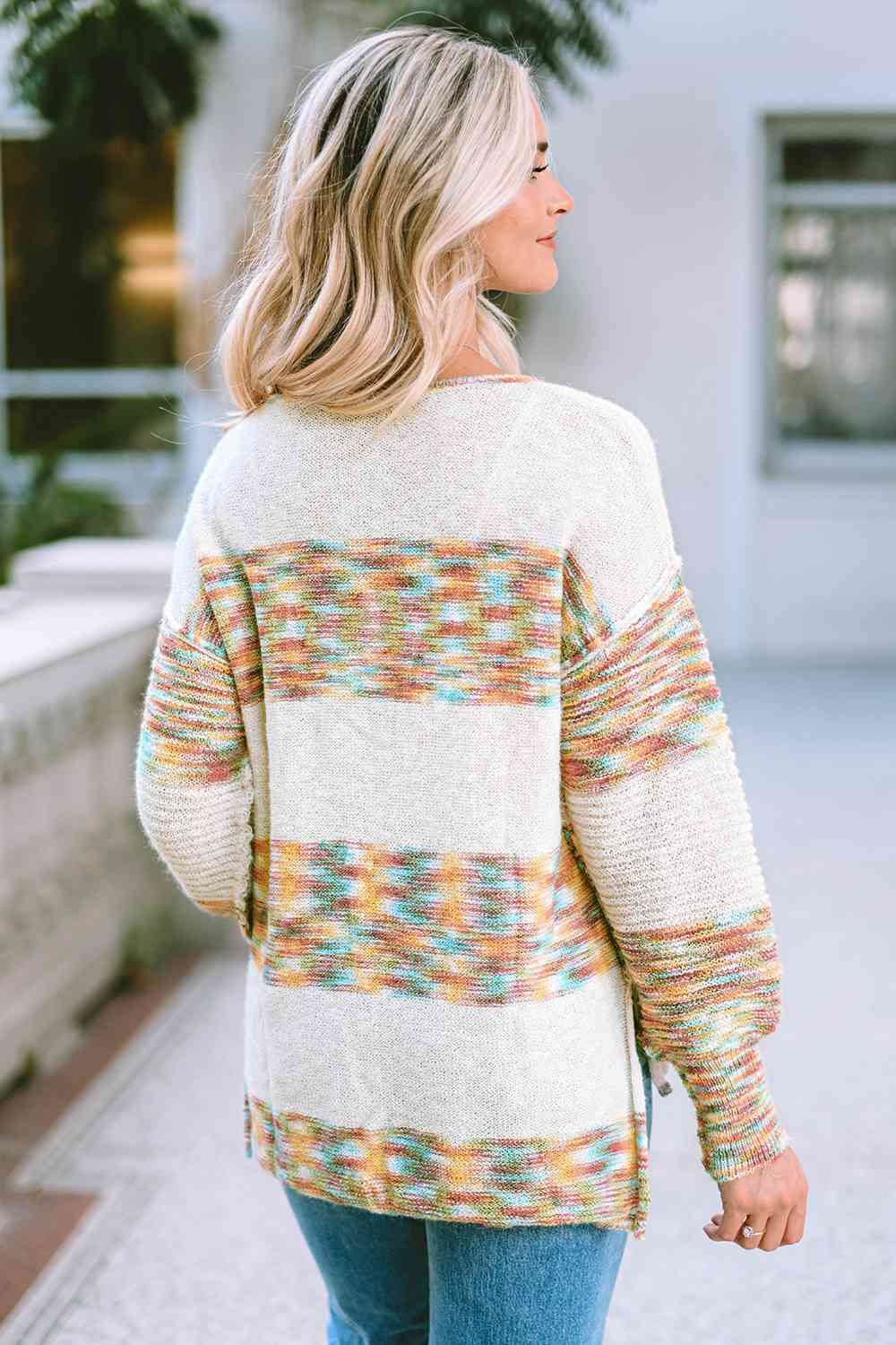 Light Gray High-Low Half Button Dropped Shoulder Sweater Sentient Beauty Fashions Apparel & Accessories