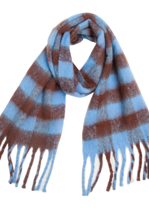 Dim Gray Plaid Fringe Detail Polyester Scarf Sentient Beauty Fashions Apparel &amp; Accessories
