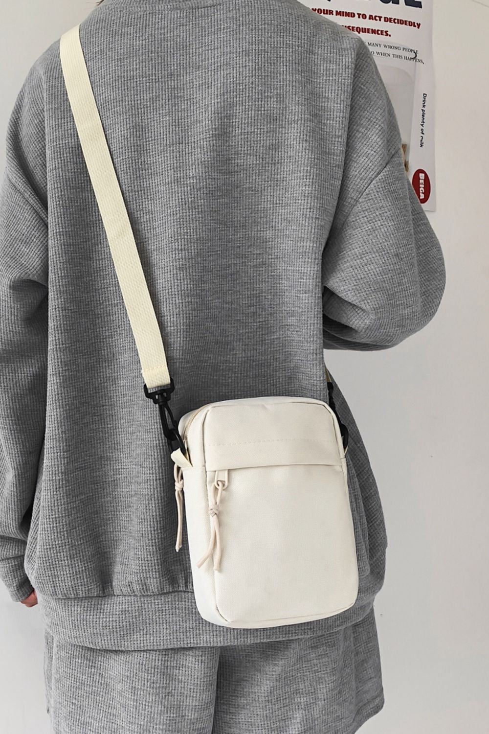 Light Slate Gray Wide Strap Polyester Crossbody Bag Sentient Beauty Fashions Apparel &amp; Accessories