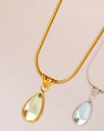 Light Gray Teardrop Shape Titanium Steel Pendant Necklace Sentient Beauty Fashions jewelry