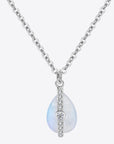 White Smoke Natural Moonstone and Zircon Pendant Necklace Sentient Beauty Fashions jewelry
