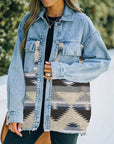 Gray Collared Neck Dropped Shoulder Denim Jacket Sentient Beauty Fashions Apparel & Accessories
