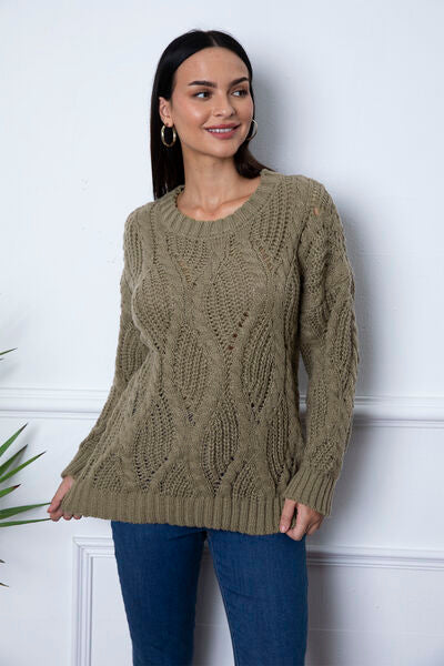 Light Gray Round Neck Dropped Shoulder Sweater Sentient Beauty Fashions Apparel &amp; Accessories