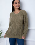 Light Gray Round Neck Dropped Shoulder Sweater Sentient Beauty Fashions Apparel & Accessories