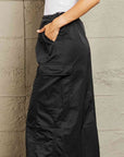 Dark Gray HYFVE Just In Time High Waisted Cargo Midi Skirt in Black Sentient Beauty Fashions Apparel & Accessories