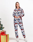 White Smoke Women Printed Hooded Jumpsuit Sentient Beauty Fashions Apparel & Accessories