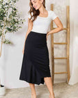 Light Gray Culture Code Full Size High Waist Midi Skirt Sentient Beauty Fashions Apparel & Accessories