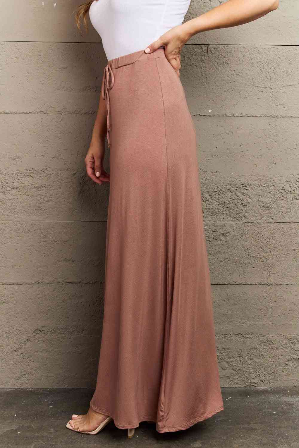 Dim Gray Culture Code For The Day Full Size Flare Maxi Skirt in Chocolate Sentient Beauty Fashions Apparel &amp; Accessories