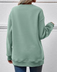 Dark Sea Green FELIZ NAVIDAD Round Neck Drop Shoulder Sweatshirt