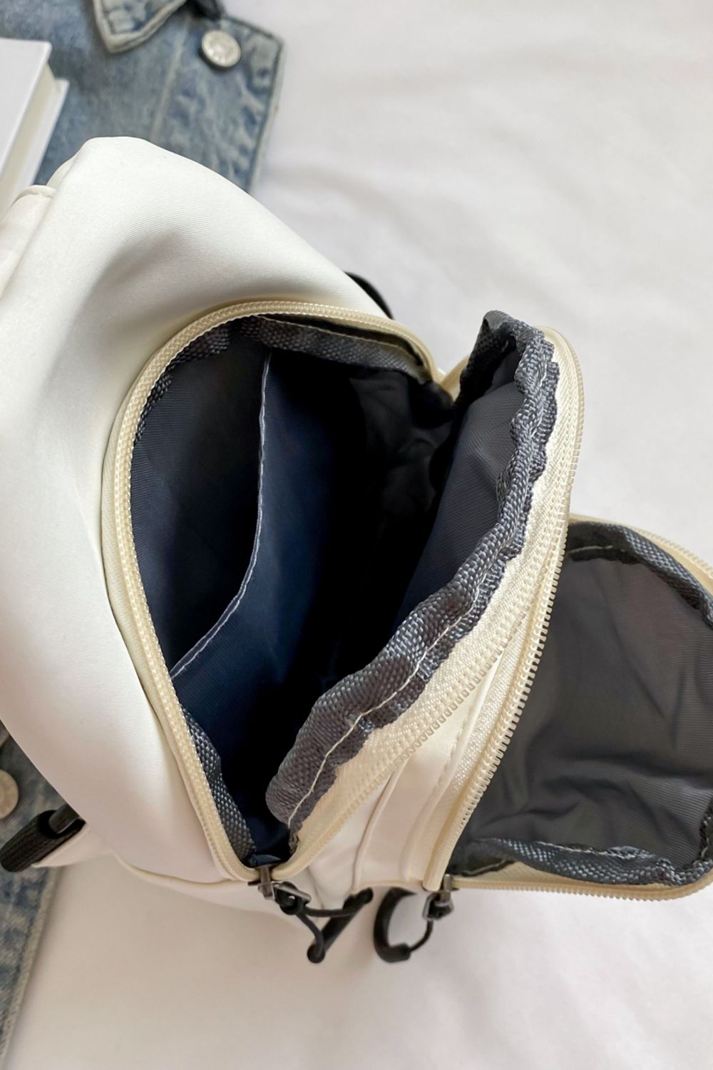 Dark Slate Gray Contrast Strap Nylon Sling Bag Sentient Beauty Fashions bags