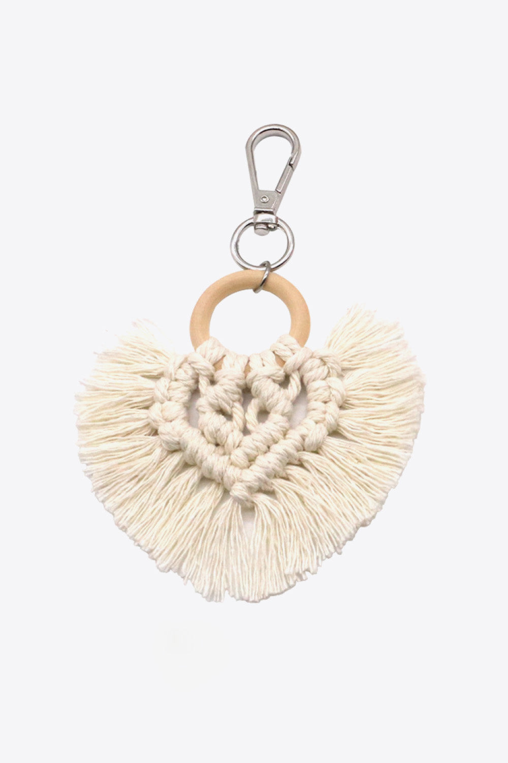 White Smoke Assorted 4-Pack Heart-Shaped Macrame Fringe Keychain Sentient Beauty Fashions Apparel & Accessories