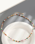 Light Gray Multicolored Bead Necklace Sentient Beauty Fashions jewelry