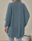 Dim Gray Open Front  Dropped Shoulder Cardigan Sentient Beauty Fashions Apparel & Accessories