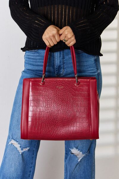 Gray David Jones Texture PU Leather Handbag Sentient Beauty Fashions Apparel &amp; Accessories