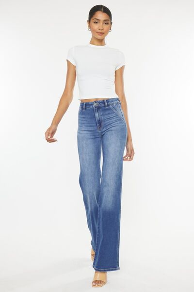 White Smoke Kancan Ultra High Waist Gradient Flare Jeans Sentient Beauty Fashions Apparel &amp; Accessories