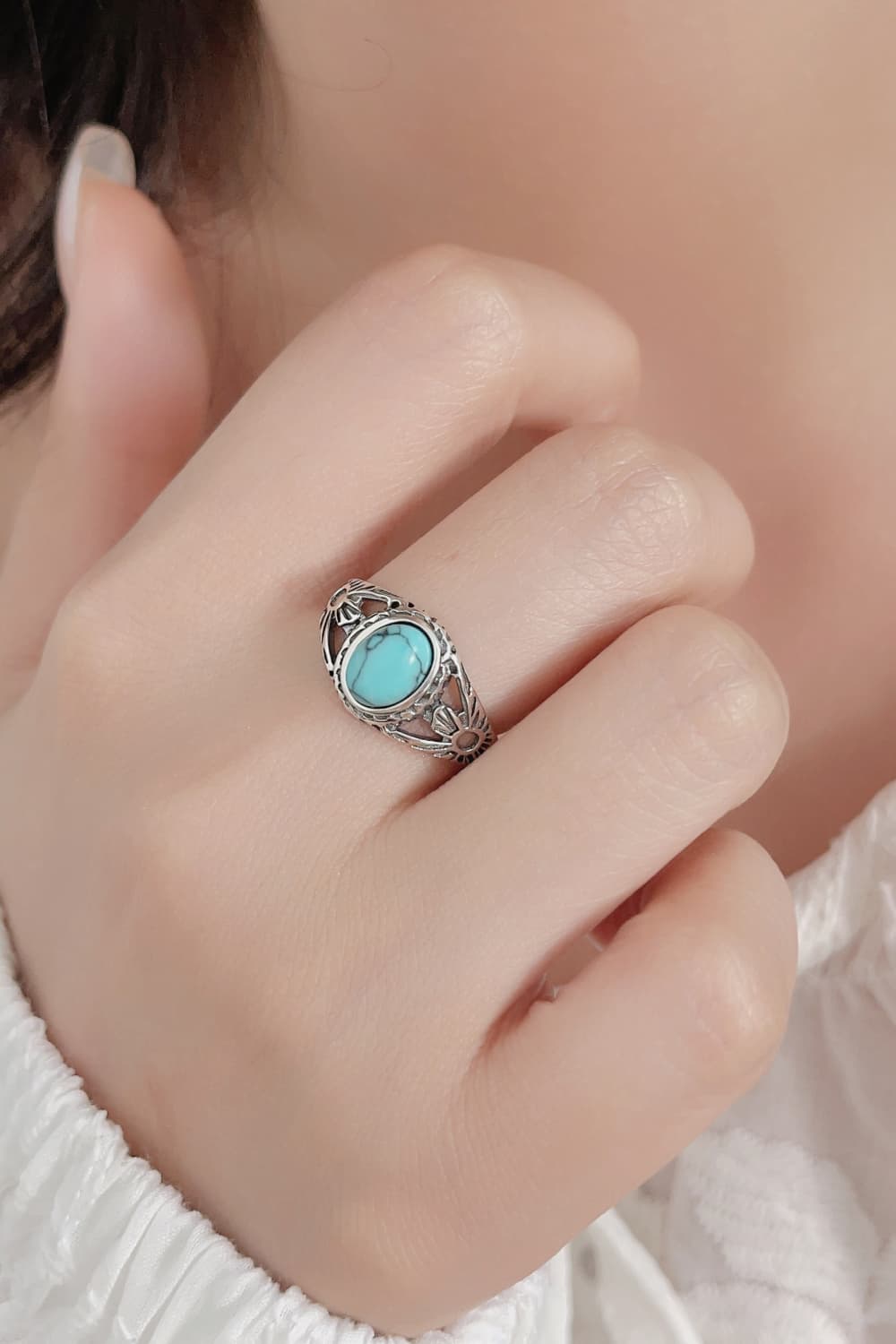 Rosy Brown Turquoise 925 Sterling Silver Ring Sentient Beauty Fashions rings