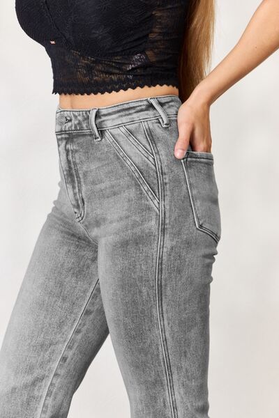 Gray Kancan High Waist Slim Flare Jeans Sentient Beauty Fashions Apparel &amp; Accessories